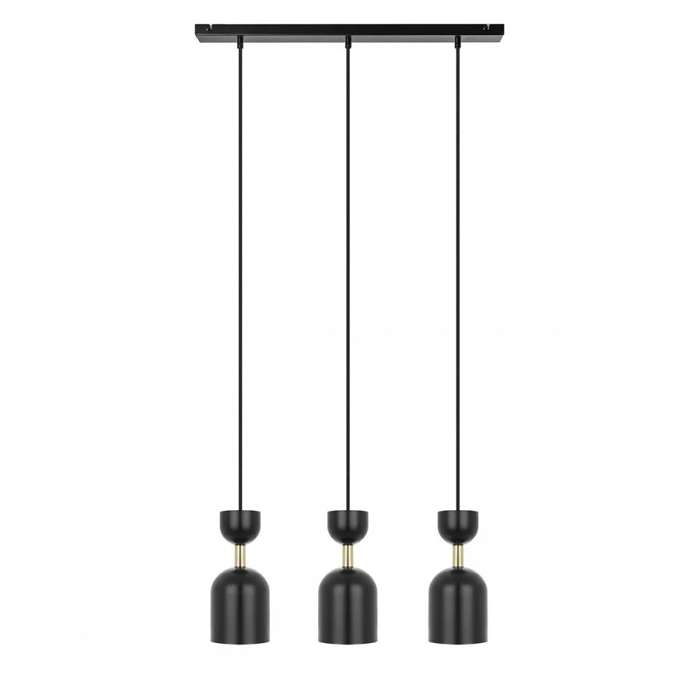 Lampă suspendată SORVIK 3L — Negru / alamă