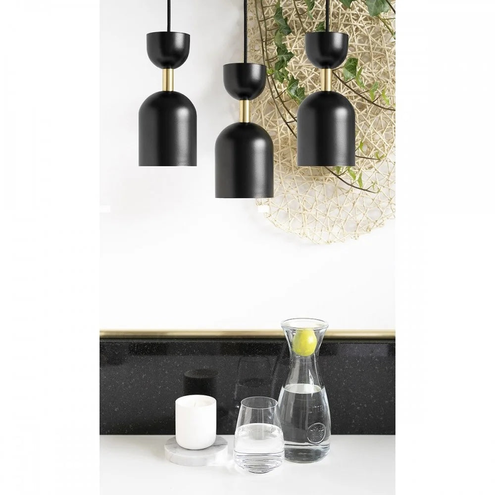 Lampă suspendată SORVIK 3L — Negru / alamă