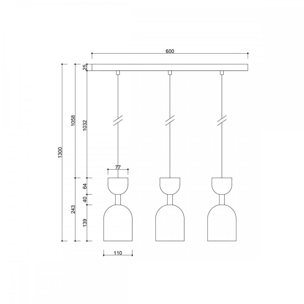 Lampă suspendată SORVIK 3L — Negru