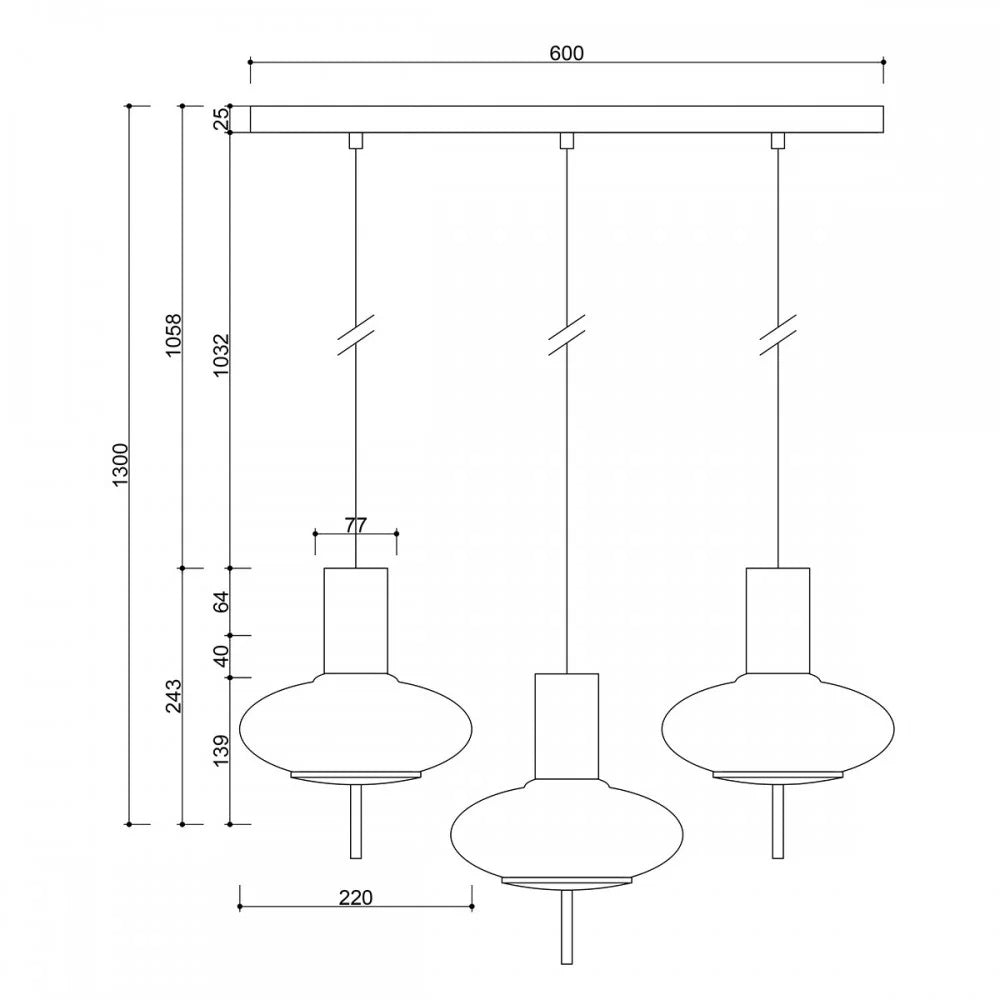 Lampă suspendată TORVEN A 3L — Negru