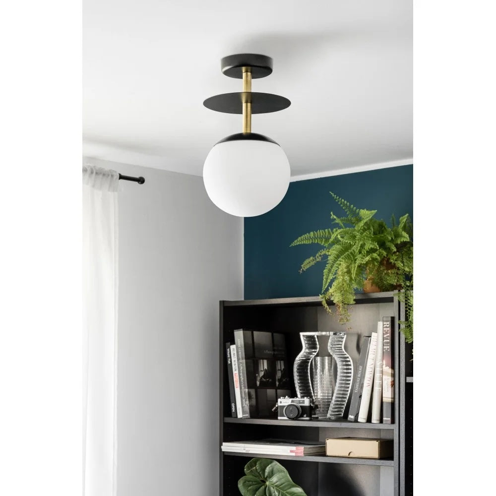 Plafonieră SOLVRA B IP44 — Negru / alamă