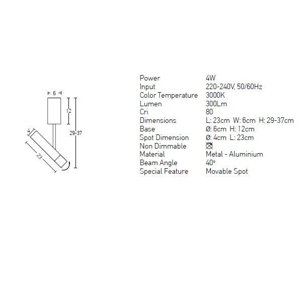 Spot aplicat PORTAL BLACK