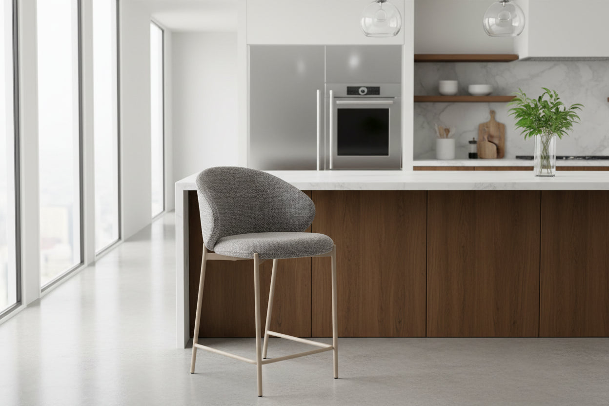 Scaun de bar FARGION BEIGE LEGS H61 CM