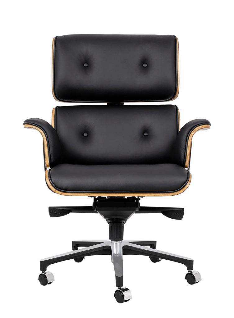 Scaun de birou LOUNGE negru - placaj de trandafir