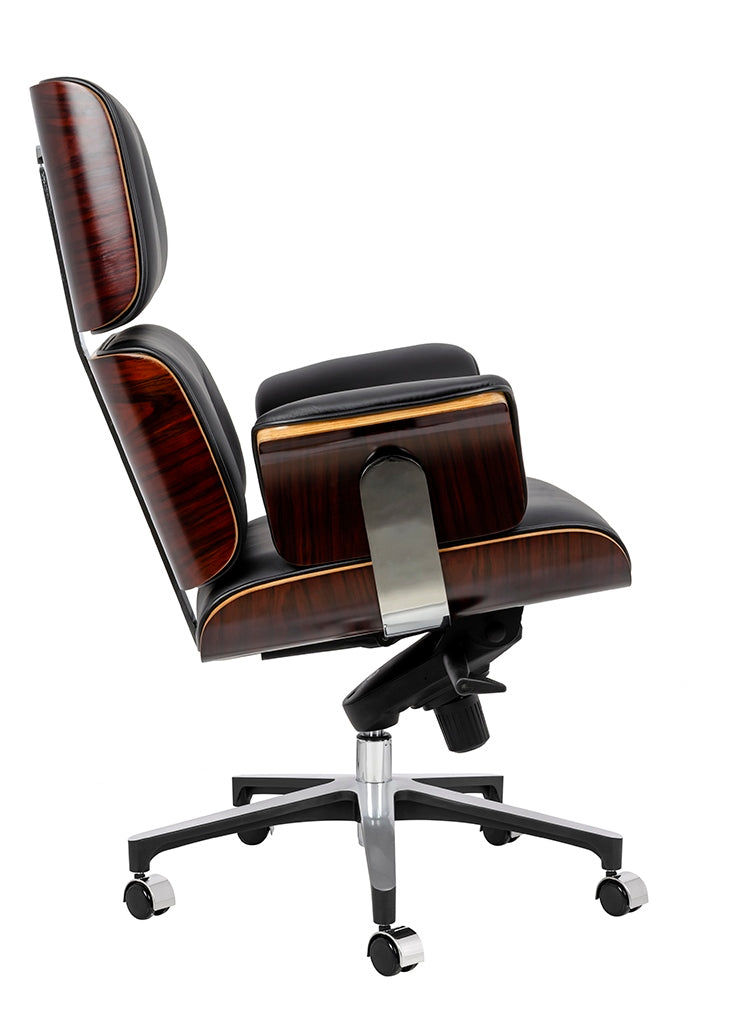 Scaun de birou LOUNGE negru - placaj de trandafir