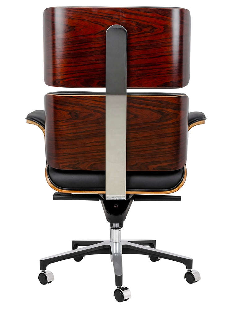 Scaun de birou LOUNGE negru - placaj de trandafir