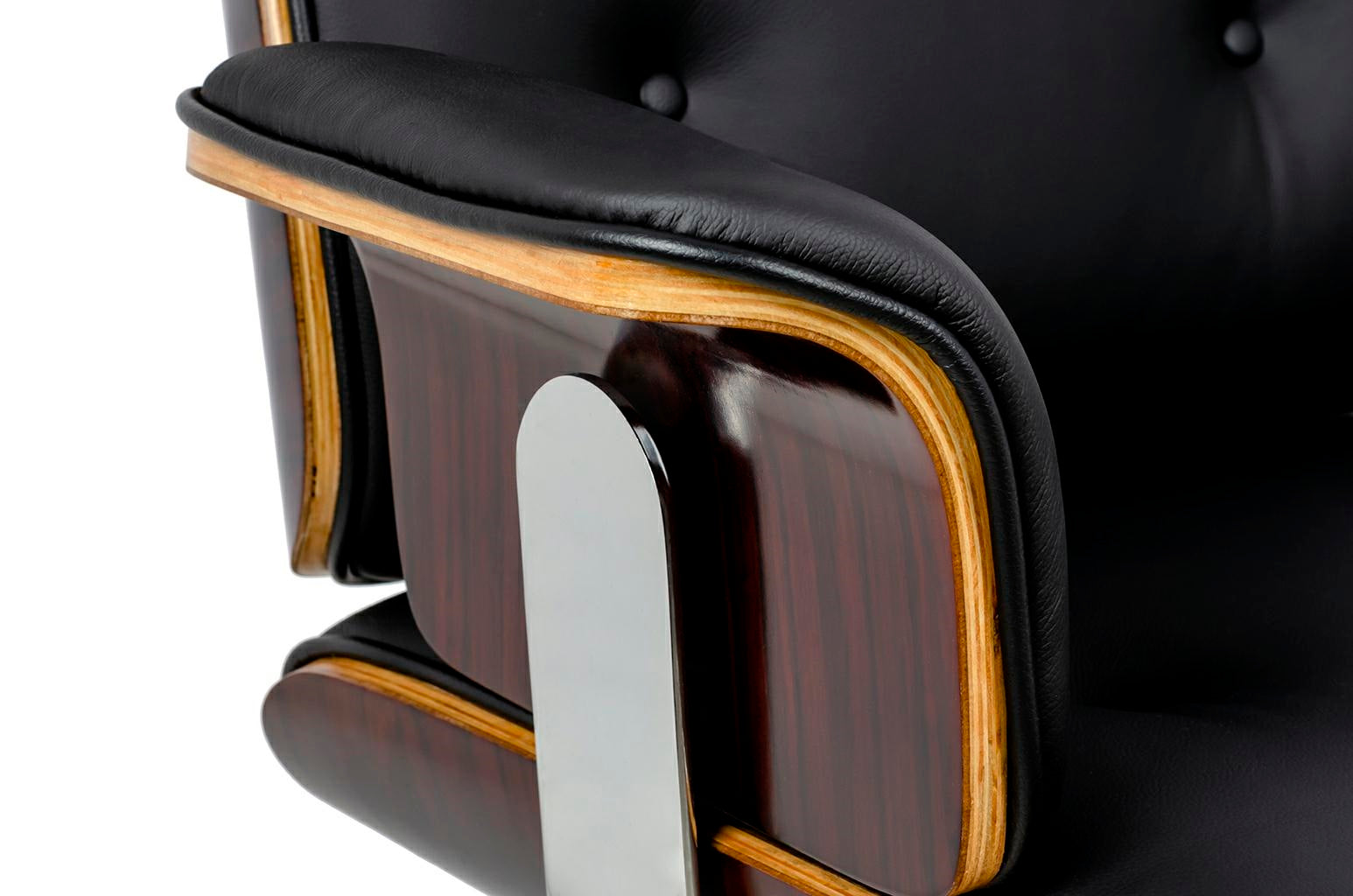 Scaun de birou LOUNGE negru - placaj de trandafir