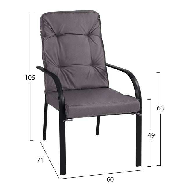 Set masa si scaune BODO 150x90x72cm-Gri inchis