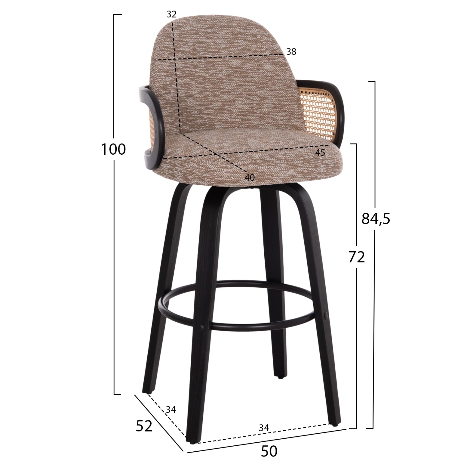 Scaun de bar rotativ LONTA H72 CM