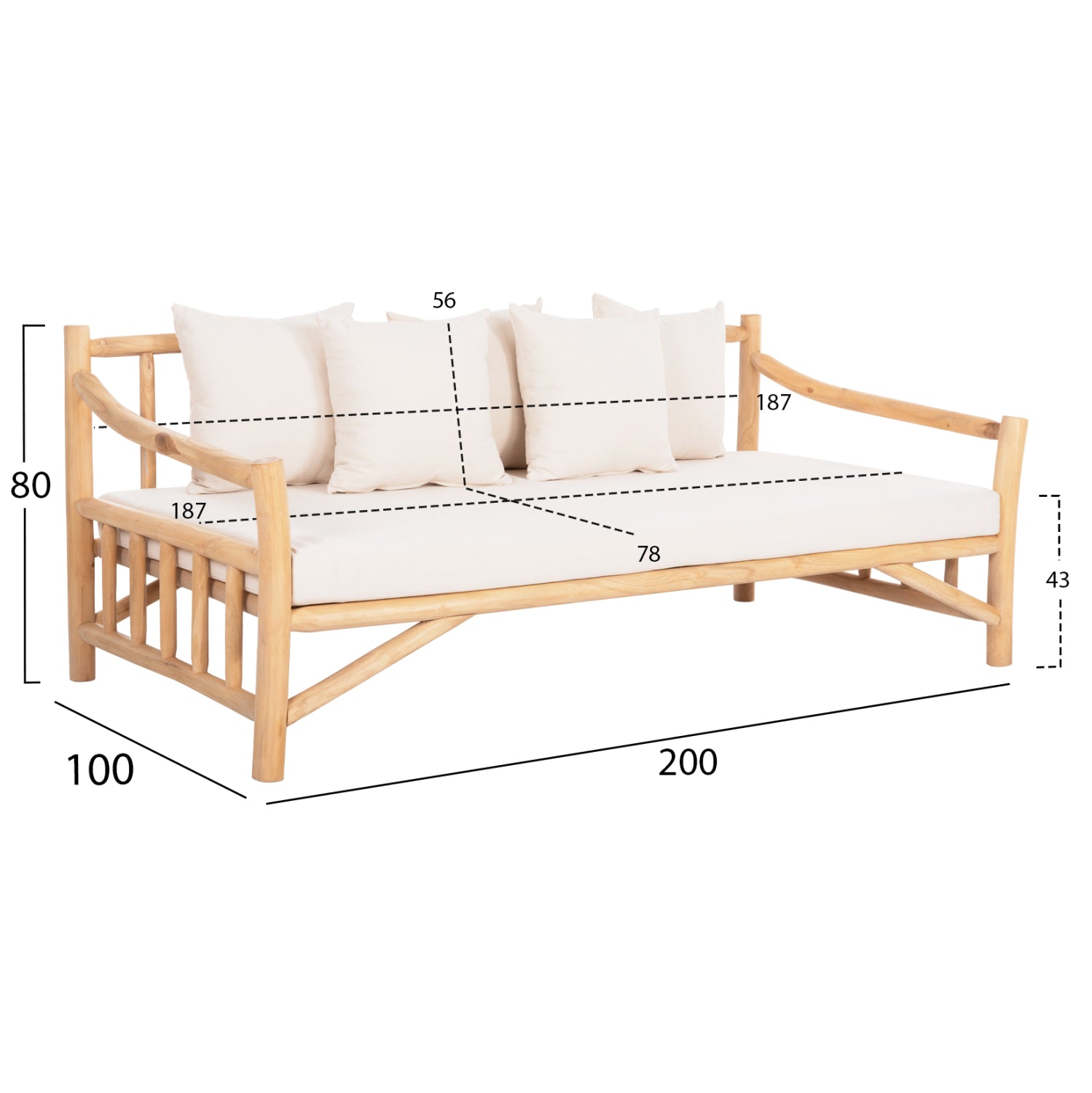 Canapea TECHAS NATURAL-WHITE 200 CM