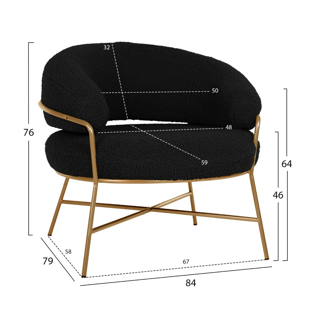 Fotoliu TRESS BOUCLE GOLD